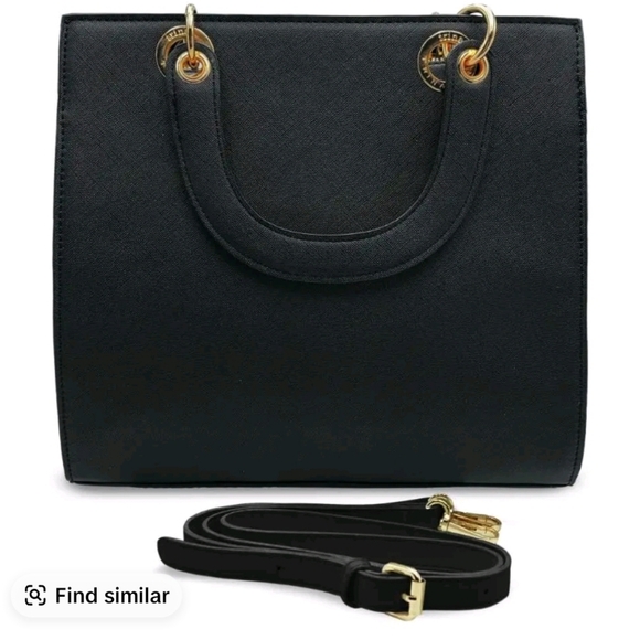 Trina Turk Black Satchel with Gold Accents - Picture 2 of 13